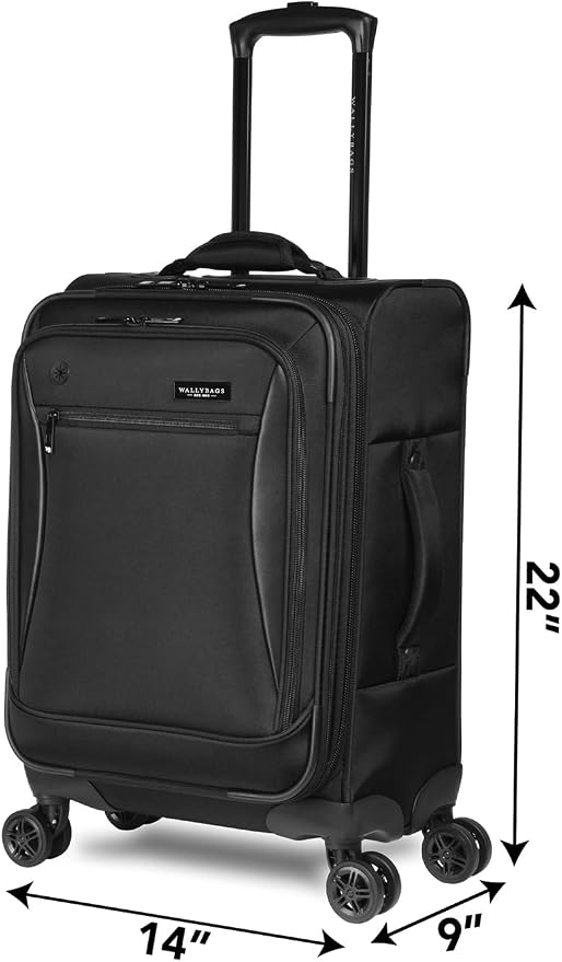 Wally Bags Solutions 20” Expandable Spinner Carry-On with Padded Laptop and Electronics Pockets - Image 2