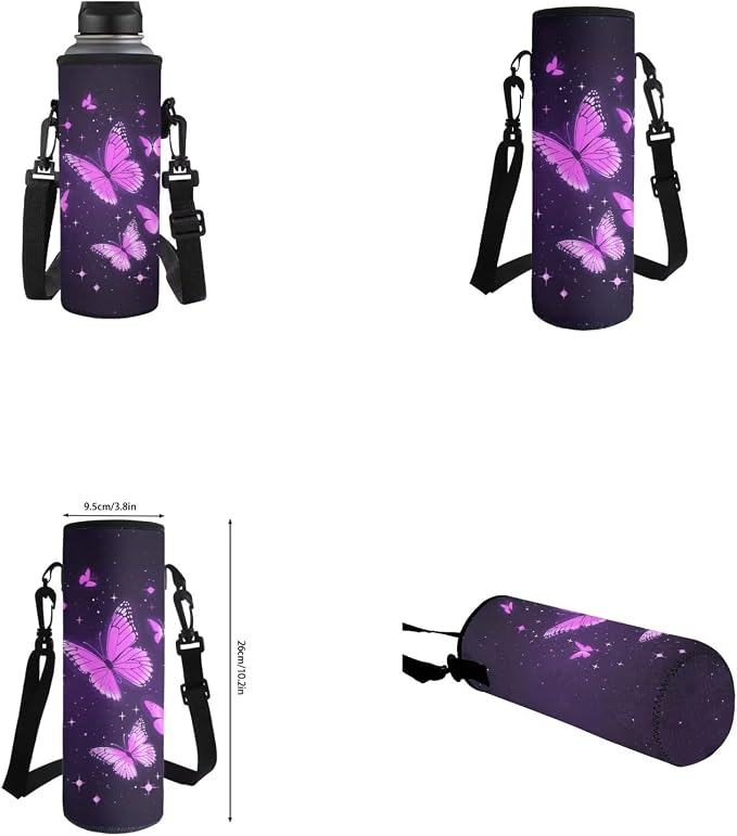Aesthetic Butterfly Backpack for Girls Kids Backpack with Lunch Box Water Bottle Carrier with Strap and Big Pencil Case 4PCS Set Bookbag with Front Pocket for School 17" Lightweight School Bag - Image 6