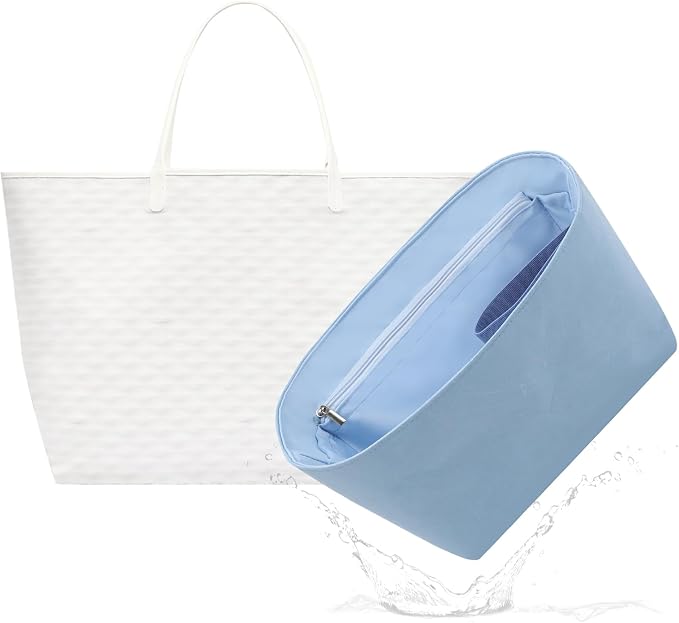 Lightweight Bag Insert for Saint Louis GM, Side Zipper, Azure | Bottle Holder and Side Zip, Smooth Satin Interior, Easy-Care Outer Surface, Multiple Color Options, Structured Yet Flexible by 19NeatThin
