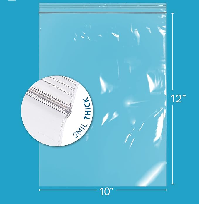GPI - 10" x 12" 1 Gallon Zip Bags, 200 Count, 2 Mil, Clear Plastic Reclosable Poly Baggies, with Resealable Zip Top Lock. for A4 Letter Size Paper, Apparel, Clothing, Food, Home & Office Supplies. - Image 2