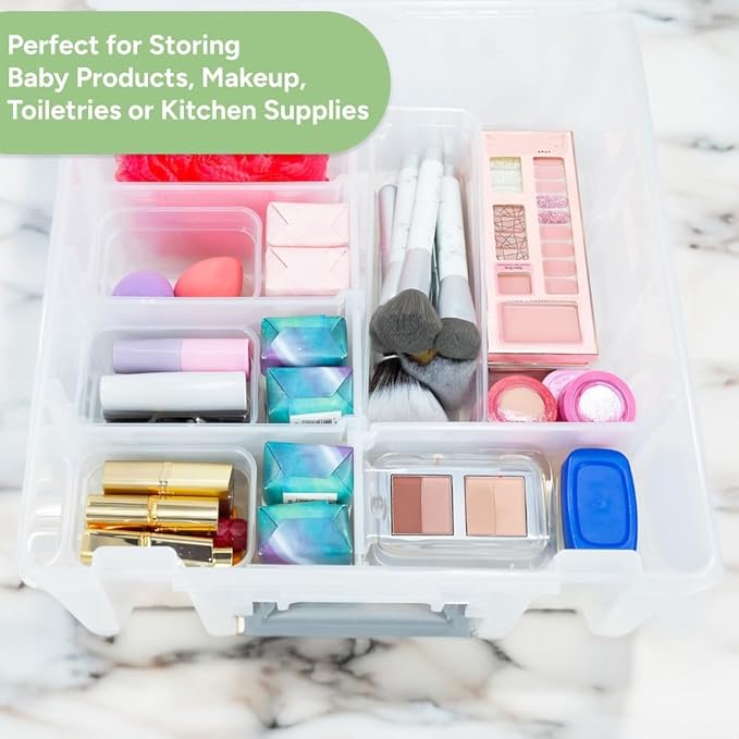 Best Kept Super Satchel Double Deep Compartment Box - Art Storage with 8 Removable Compartments | Smart Closure for Craft Supplies, Home & Office Improvement - Image 5