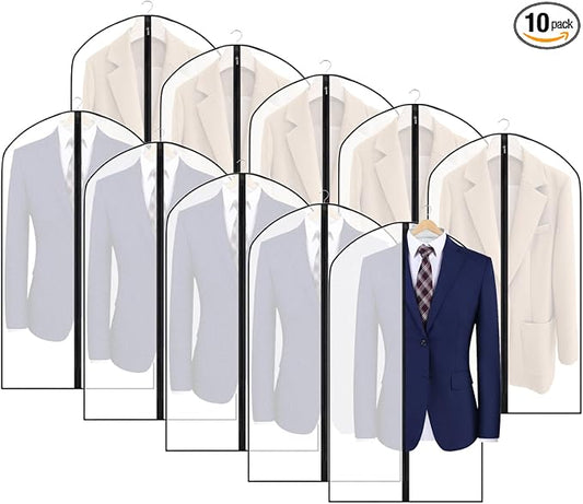 Zilink 43" Suit Bags for Closet Storage Dust Proof Garment Bags for Hanging Clothes Suit Covers for Storage with Full Zipper for Suit Coat Jacket Sweater Closet Storage, Set of 10 by Zilink