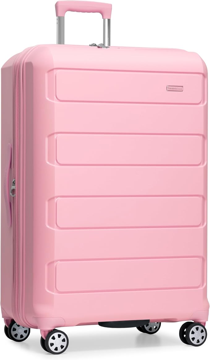 Traveler's Choice Pagosa Hardshell Expandable Luggage with Spinner Wheels, Pink, 27-Inch Medium by TravelersChoice