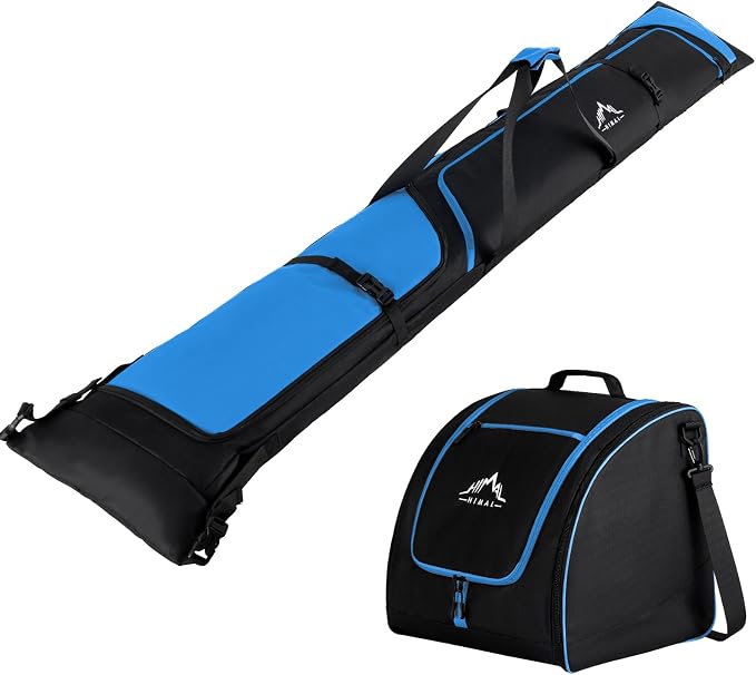 GoHimal Ski Bag & Boot Bag Combo, Padded Ski Carrier | Fits Skis Up to 200CM, Fits Boots Up to US13, Safety Reinforced, Water-Resistant, Ski Travel Bag by Gohimal