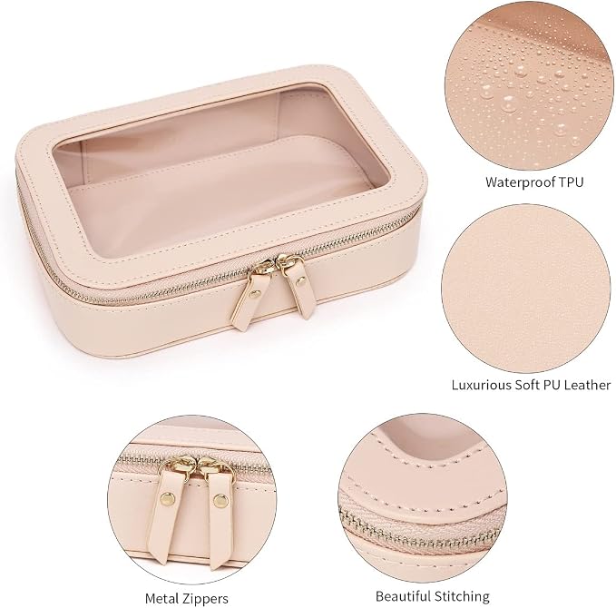 Pinkmik Clear Makeup Bag Transparent Travel Case for Cosmetics and Toiletries Women's Clear Car Bag with Zipper (Gray, Small) - Image 5