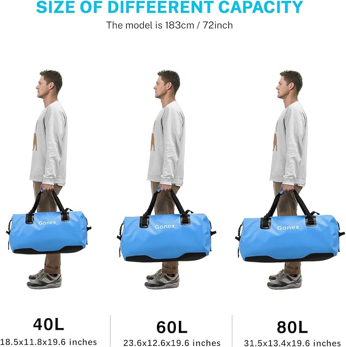 Gonex Extra Large Waterproof Dry Duffel Bag, Roll-Top PVC Gear Bag | Waterproof PVC, Roll-Top Closure, Wet Pocket, Shoulder & Hand Carry, Kayaking, Paddleboarding, Travel - Image 5