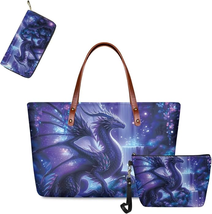 GIFTPUZZ Women Tote Bag Women Wallet Portable Cosmetic Bag for Women Bag Set 3 Pack PU Leather Bags with Zipper - Image 4