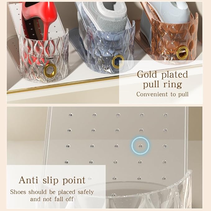 Shoe Slots Organizer, Adjustable 10 Pack Shoe Stacker for Closet Storage, Clear Double Layer Space Saver, Durable and Stackable Shoe Holder for Sneakers Heels and Flat - Image 4