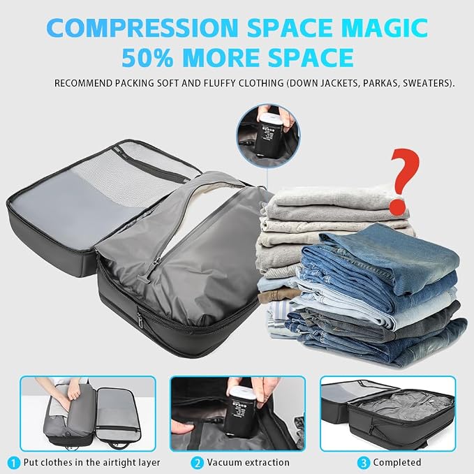 TANGCORLE Vacuum-Compressed Travel Backpack: Expandable, Airline-Approved Laptop Backpack—Unisex Business Backpack - Image 4