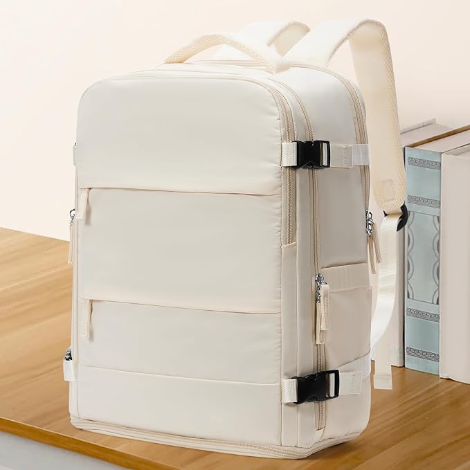coowoz Travel Backpack For Women Men,Carry On Backpack,Hiking Backpacks Waterproof Outdoor Sports Rucksack Casual Daypack travel essentials（Off White） - Image 2
