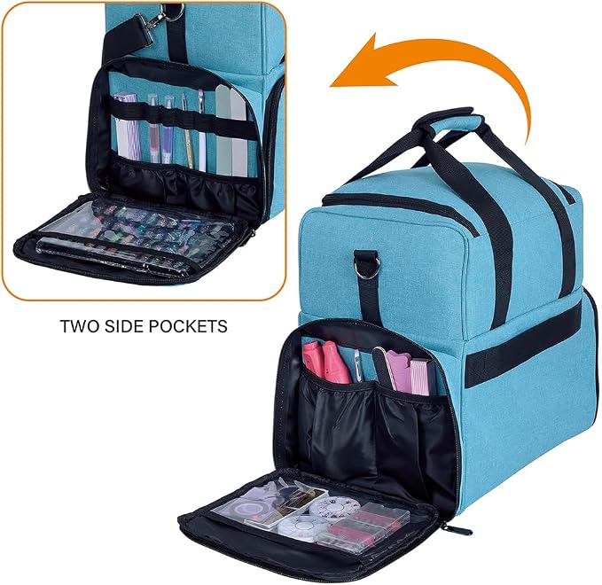 Large Makeup Bag Double Layer with 3 Removable Case.Lake Green | Large Makeup Bag with 3 Removable Case and 2 Removable Dividers Double Layer Travel Cosmetic Makeup Brushes Storage Section - Image 3