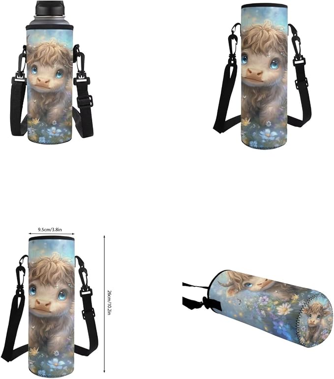 Cute Highland Cow Backpack for Girls Kids Backpack with Lunch Box Water Bottle Pouch and Large Capacity Pencil Case 4PCS Set Bookbag with Front Pocket 17" Lightweight Elementary School Bag - Image 6