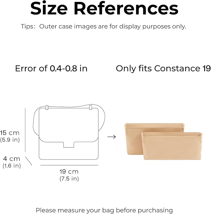 Purse Organizer Insert for HERMES Constance 19 Handbag, Custom Fit Inside Premium Vanile Lightweight WaterResistant Tote Bag Insert Accessories - Image 2