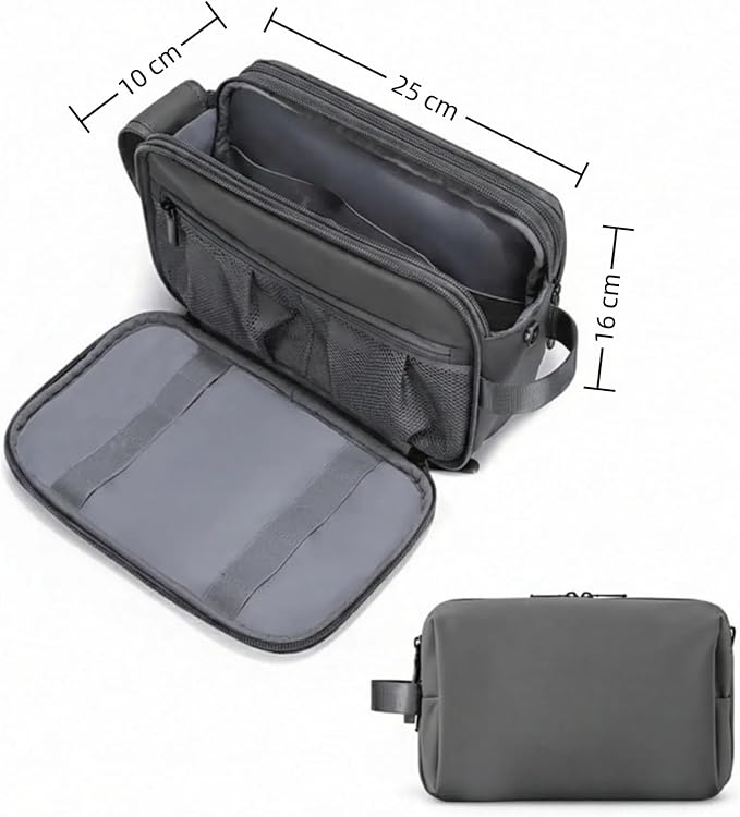 2Pack Men's Toiletry Bag Pu,Travel Toiletry Organizer, Waterproof Shaving Kit Pouch For storing daily essentials like toiletries and cosmetics,Black (Grey) - Image 5