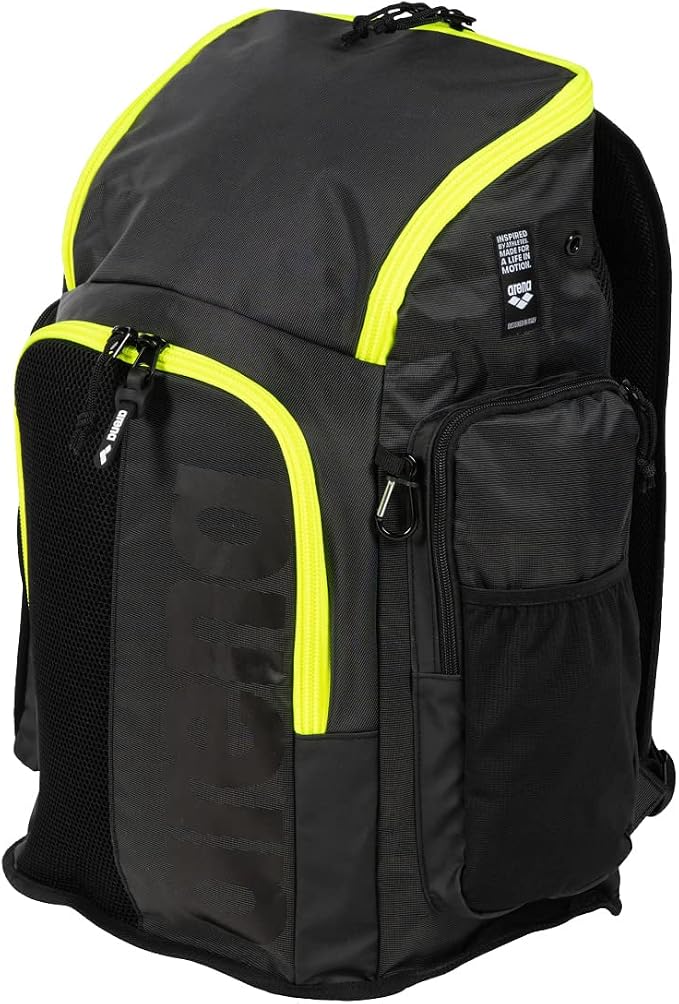 ARENA Spiky III Backpack 45 Swimming Athlete Sports Gym Rucksack Large Training Gear Equipment Swim Bag for Men and Women, 45 Liters, Dark Smoke/Neon Yellow - Image 5