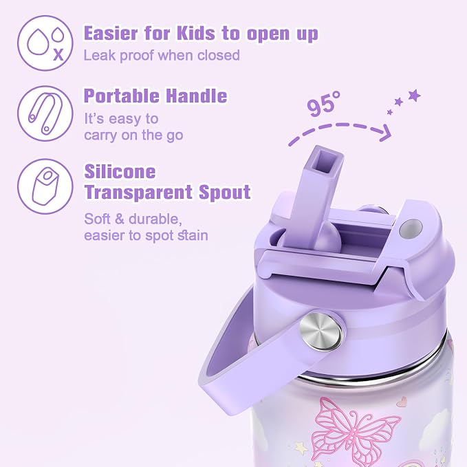 ACESAK Kids School Backpack for Girls, Rainbow Bookbag Backpack with 14OZ Water Bottle, Lunch Bag Set for GirlsTeens Middle Student, Girls Backpacks for School (Purple) - Image 6