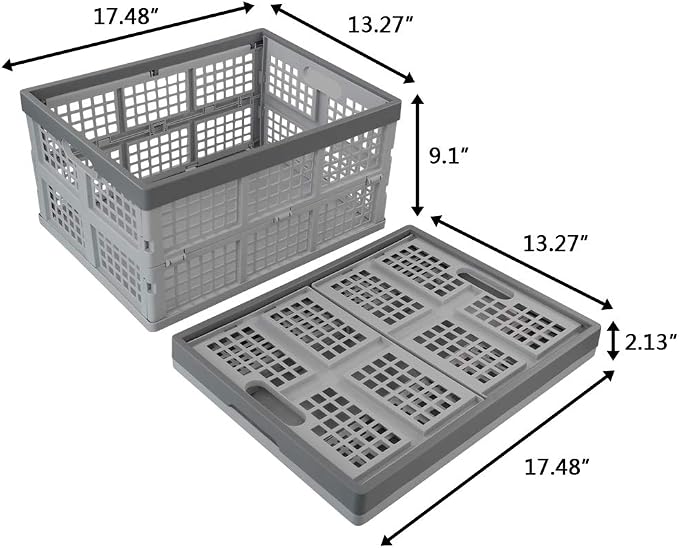 34 L Plastic Crates, Collapsible Storage Crates/Stackable Storage Container Basket, 2-Pack - Image 2