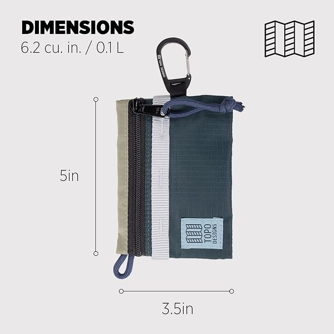 Topo Designs Accessory Bags, Travel Organizer Accessories for Smaller Items, Durable Storage Pouch, 3 Sizes, Fully Lined Pack Cloth (Mountain, Oil Green/Dark Pine) - Image 2