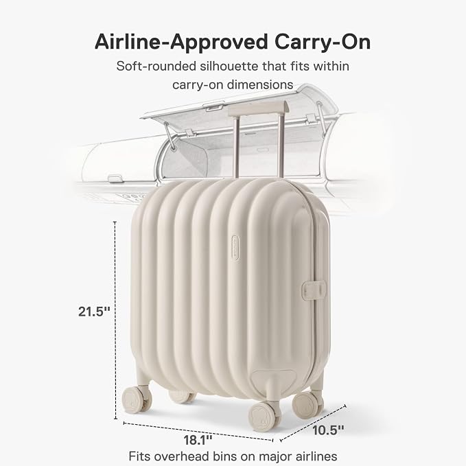 artrips Carry On Luggage 20 Inch for Business Travel & Short Trips, Italian-Inspired Lightweight Hard Shell Suitcase, German PC Matte Shell, Airline Approved, TSA Lock, White - Image 2