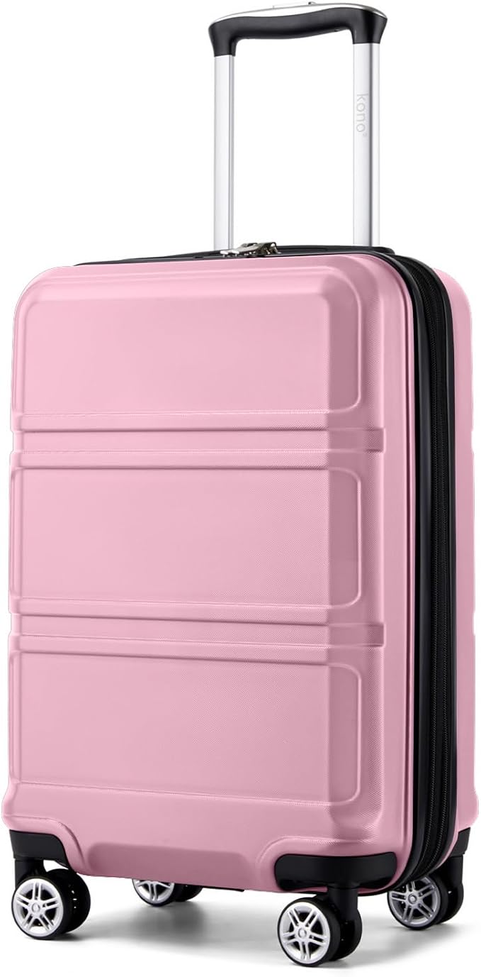Kono Carry On Luggage 22x14x9 Airline Approved with Spinner Wheels | Lightweight PC+ABS 20 Inch Luggage with TSA Lock,Expandable Hard Shell Carry On Suitcases for Men Women,Pink by Kono