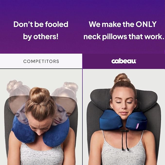Cabeau Evolution S3 Travel Pillow – Straps to Airplane Seat – Ensures Your Head Won’t Fall Forward – Relax with Plush Memory Foam – Quick-Dry Fabric Keeps You Cool and Dry (Indigo)… - Image 3