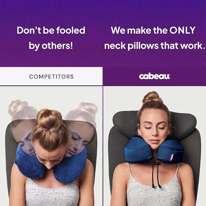 Cabeau Evolution S3 Travel Pillow - Memory Foam Neck Pillow for Airplane and Long Flights with Seat Straps for Head and Neck Support, 360 Degree Support (Steel Grey) - Image 3