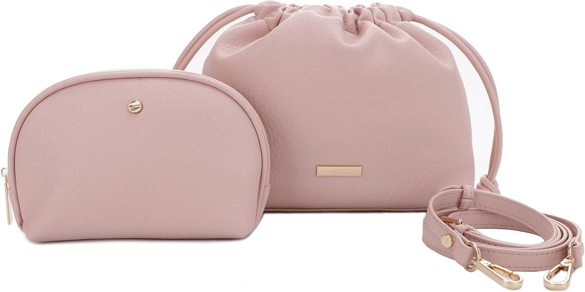 Mali+Lili Lola Beauty Bag Duo, Makeup Bag Travel Cosmetic Bag Set of 2, Vegan Leather Purse Crossbody Bags for Women and Girls, Cute Makeup Pouch, Travel Pouch, Crossbody Purses for Women | Duo by MaliLili