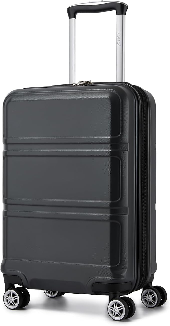 Kono Carry On Luggage 22x14x9 Airline Approved with Spinner Wheels | Lightweight PC+ABS 20 Inch Luggage with TSA Lock,Expandable Hard Shell Carry On Suitcases for Men Women,Grey by Kono