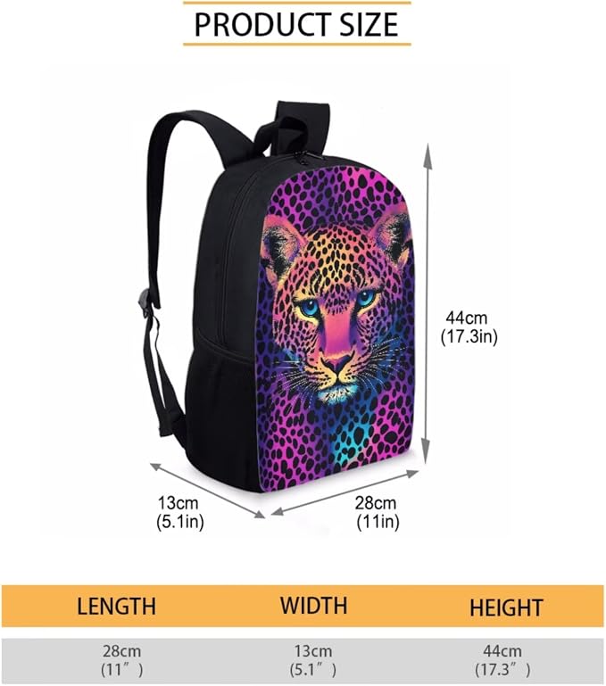 Cheetah Backpack for School Girls 2nd Grade with Lunch Box Leopard Print Elementary School Bookbag Lunch Bag Set Rainbow Book Bags Lunchbox Pencil Case Water Bottle Holder Kids Back Pack - Image 4