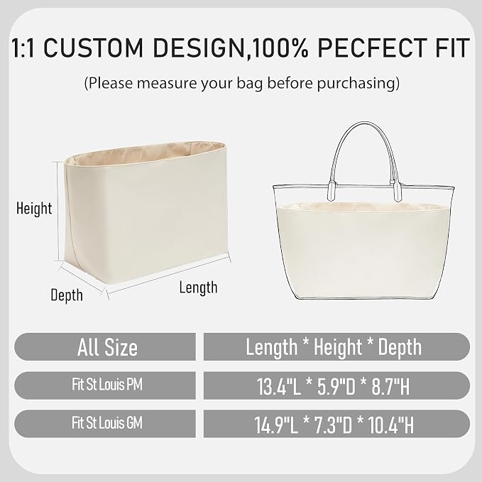 Nylon Tote Bag Organizer Insert, Purse Organizer Insert for Saint Louis PM Bags, Tote Insert for Goyard ST, Waterproof Inner Shaper with 13in Laptop Sleeve, Elastic Cup Holder & YKK Zipper - Image 3
