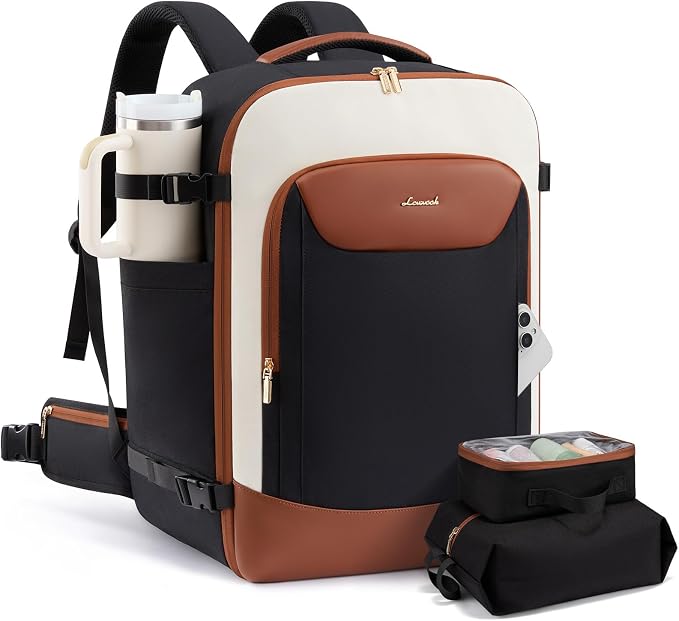 LOVEVOOK 56L Travel Backpack for Women Men with Load-Lifting Waist Belt, Medium Checked Backpack for Airplanes fits 18" Laptop, Waterproof Large Backpack Airline Approved with 2 Packing Cubes by LOVEVOOK