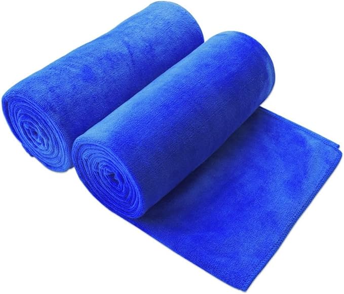 JML Microfiber Bath Sheet Towels, 2 Pack, 35" x 70", Dark Blue | Extra Large, Hanging Loop, Soft, Super Absorbent, Fast Drying for Shower Sauna Yoga Salon Hotel by JML
