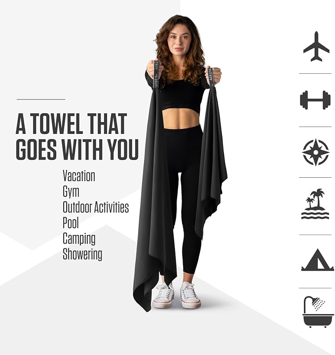VENTURE 4TH Travel Toiletry Bag & Quick Dry Towel Set - Ideal Travel Bundle for Camping, Hiking, Backpacking and Business Trips - Size L Travel Towel - Image 3