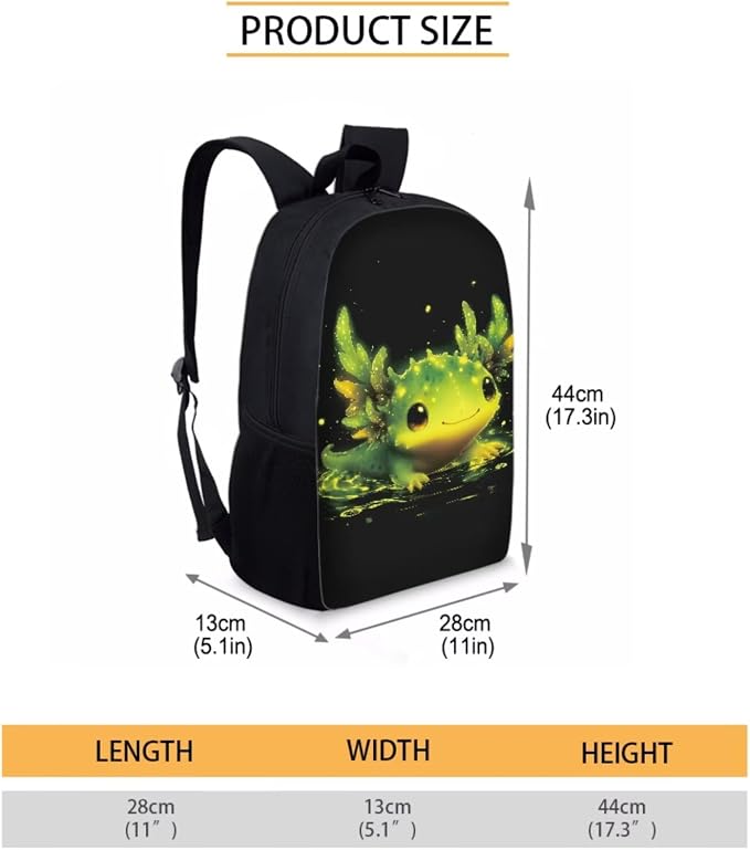 Green Axolotl Backpack with Lunchbox for Girls 4-6/6-8/8-10 Kids Bookbag and Lunch Box Set 4 in 1 Elementary Back Pack 17in Little Kids Book Bags Lunch Bag Pencil Case Water Bottle Holder - Image 4
