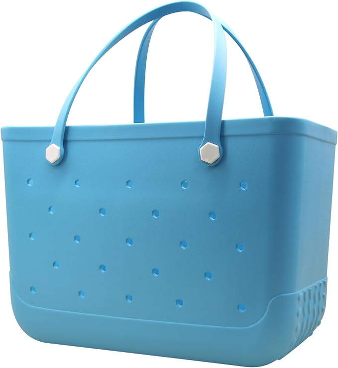 X-Large Waterproof Sandproof Rubber Beach Tote Bag with Zipper Pocket and Phone Kickstand Cup by Unknown