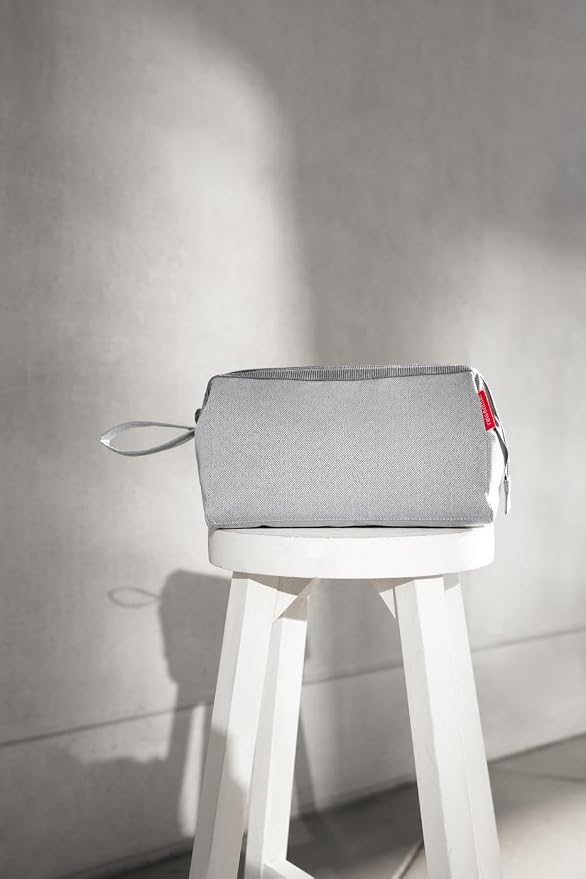 reisenthel travelcosmetic Strong Robust and Practical Travel Cosmetic Bag, Hand Strap, Water-Repellent Material, Herringbone Grey, Herringbone - Image 4