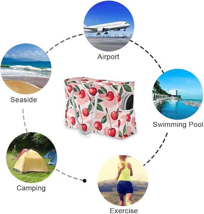 senya Large Beach Bags Totes Swim Canvas Tote Shoulder Bag Water Resistant Bags for Gym Travel Daily - Image 4