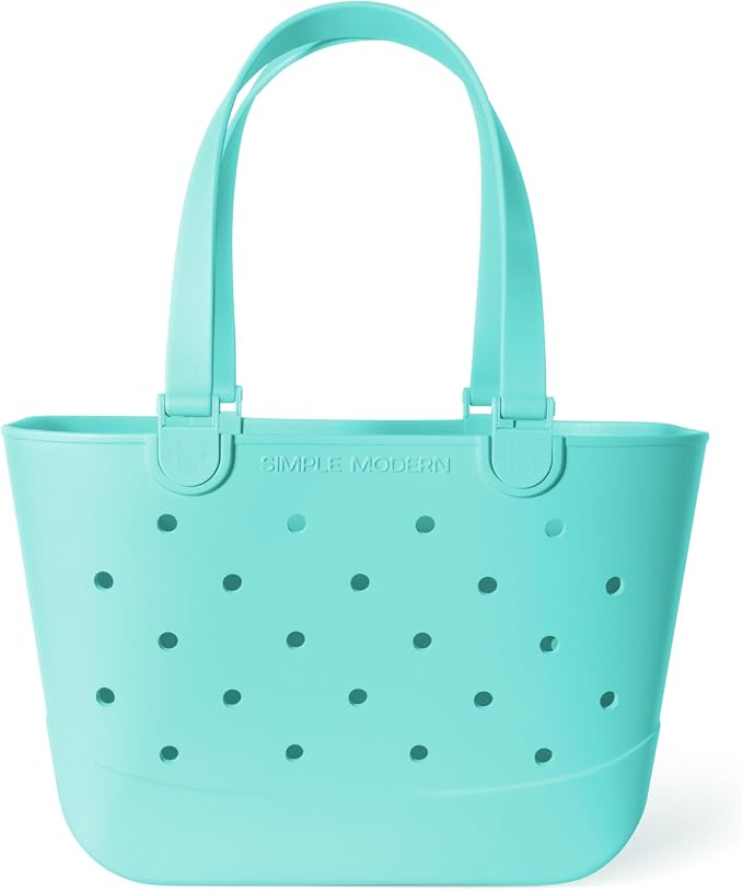 Simple Modern Large Beach Bag | Waterproof Getaway Rubber Tote with Zipper Pocket for Travel, Pool, Boat, Groceries, Sports | Ocean Water by Unknown
