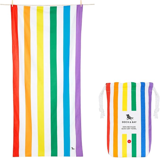 Dock & Bay Beach Towel - Quick Dry, Sand Free - Compact, Lightweight - 100% Recycled - Includes Bag - Rainbow Shores - Set of 4 - Extra Large (200x90cm, 78x35) - Image 5
