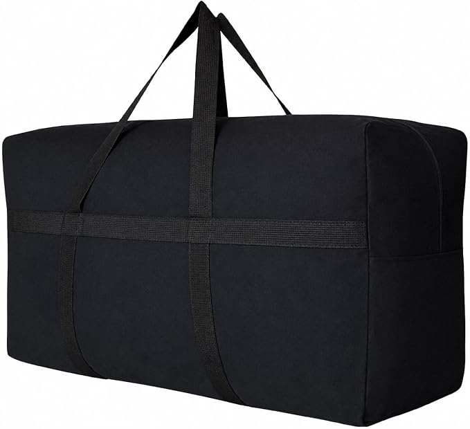 YiKitHom Extra Large Storage Canvas Duffle Bag with Zippers and Handles, Big Foldable Duffle Bag for Travel 60L by YiKitHom