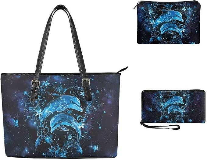 Women Purse Handbags Wallet Sets Leather Shoulder Tote Bag for Women,Top Handle Purse with Wrist Wallet Bag - Image 3