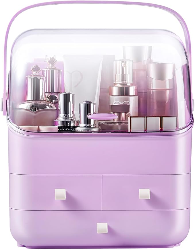 Large Makeup Organizer w Drawers Beauty Organizer Makeup Box Holder Vanity Organization Desk Countertop MakeUp Organizers Bathroom Counter Organizer Skincare Cosmetic Case Stand Dustproof Lid Gift - Image 2