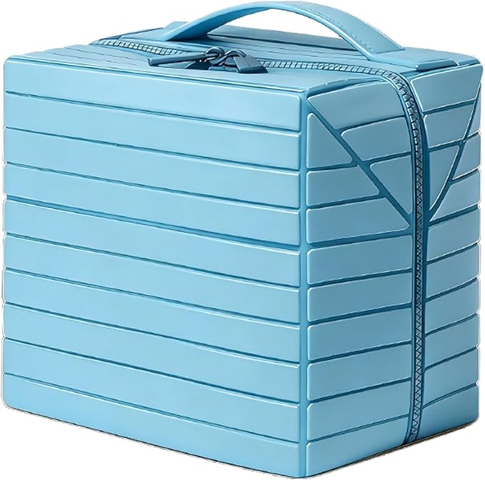 Fold-Down Traveler Makeup Organizer Accessories Bag for Women, Large Toiletry Bag with No-Spill Waterproof Compartments and Removable Dividers (blue) by Unknown