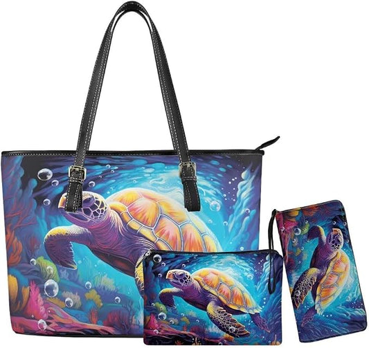 Women Purse Handbags Wallet Sets Leather Shoulder Tote Bag for Women,Top Handle Purse with Wrist Wallet Bag by Unknown