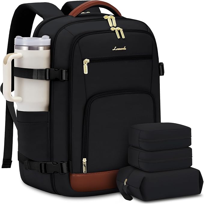 LOVEVOOK Travel Backpack For Women Flight Approved, 50L Large Carry On Backpack For Airplanes, Personal Item Travel Bag, Waterproof 18 Inch Laptop Backpack For Business Weekender Overnight, 4Pcs Set by LOVEVOOK