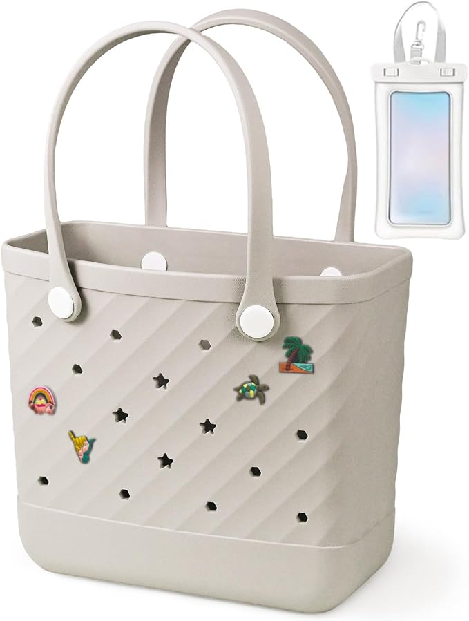 Rubber Tote Bag Extra Large & Medium, Waterproof Beach Bag for Women Men, Pool Travel Swim Silicone Tote by Unknown