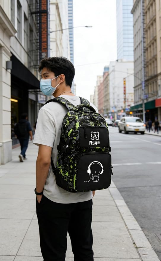 Asge boys backpack for kids camo bookbag for middle school bags travel back pack (Green) - Image 2