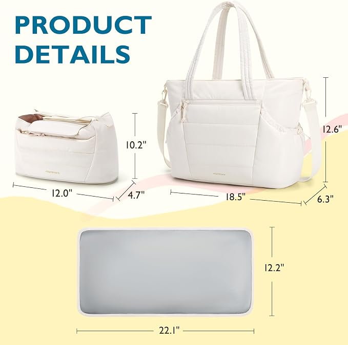 mommore Diaper Bag Tote with Stroller Organizer Puffer Bag Large Capacity Baby Bag with Changing Pad for Travel, Hospital - Image 5