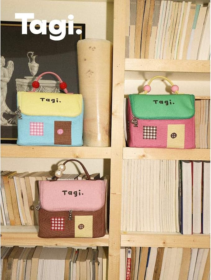 Tagi. Signal House Large Capacity Travel Makeup Bag, Waterproof PVC Cosmetic Bag for Women, Wide-Open Flat Pouch for Brushes & Skincare, Portable Organizer with Handle & Dividers - Image 2