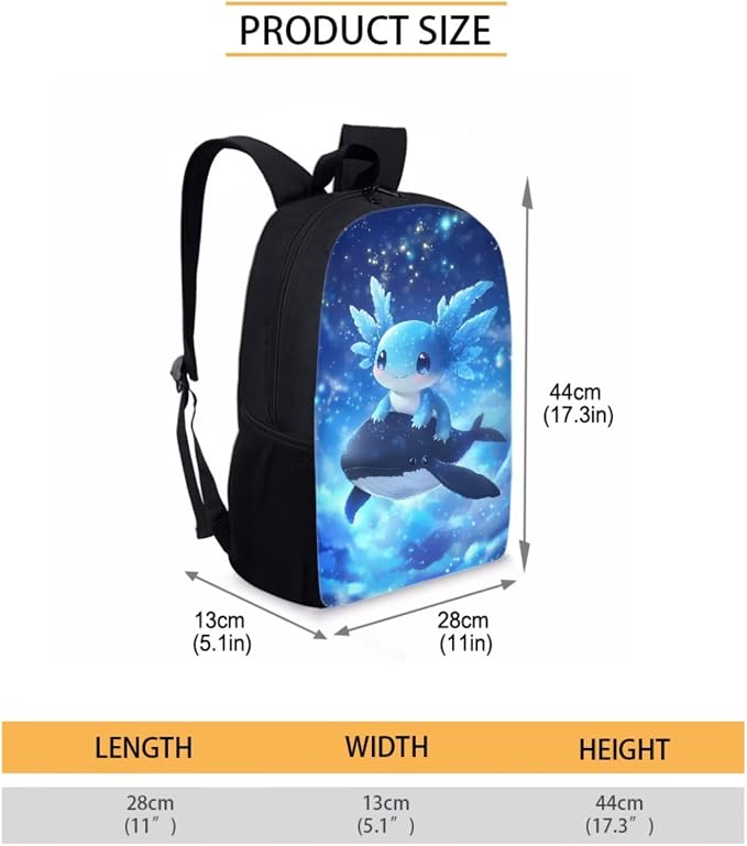 Galaxy Axolotl Backpack with Lunch Box for Girls 6-8/8-10 Killer Whale Bookbag 4 in 1 Elementary School Back Pack Toddler Kids Preschool Book Bags Lunch Bag Pencil Case Water Bottle Holder - Image 4